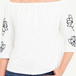 J.CREW Embroidered off-the-shoulder Flower Top